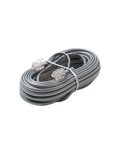Eagle 100' FT Flat Phone Cord Modular Silver Satin 4 Conductor with Plug Connector Each End Telephone Line Cord Cable Wire with Ends 6P4C Flat 4-Conductor Phone RJ11 Stranded Cord RJ-11 Plug Connectors Wire Extension Cable