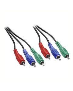 Eagle 6' FT 3 RCA Component Cable Male to Male Black RGB Triple Video Audio Triplex Color Coded Digital HD 3 Male Each End A/V Red Green Blue Triple RCA Audio Video Cable R/G/B