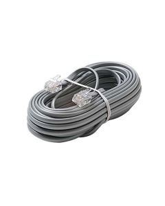 Eagle 7' FT Telephone Line Cord Cable 6 Conductor Wire Silver Satin Flat Ultra Flexible Modular Line Plug Connectors Each End 6P6C RJ12 Phone Connect RJ-12 Communication Wire Extension Cable