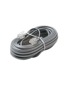 Steren 304-012SL 12' FT Telephone Line Cord Cable Silver Satin 4 Conductor RJ11 Plug Each End Modular Flat Voice Data Telephone 6P4C RJ-11 Phone Cord Cross-Wired for VoIP, Part # 304012-SL