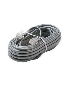 Steren 304-015SL 15' FT 4-Conductor RJ11 Phone Line Cord Silver Satin Plug Connector Each End Flat Telephone Cord Cable 6P4C Cord Cross-Wired for VoIP Cable Line Connector, Part # 304015-SL