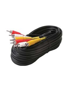 RCA Video Cable 6' FT A/V Stereo Triple 3 Male Shielded Composite AV Digital Signal Hook-Up Jumper with Plug Connectors, Alphastar DVD VCR Dubbing Line, Part # 1802