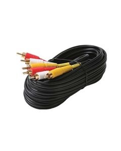 Steren 216-312BK 12' FT 3-RCA Cable Triple Red/Yellow/White Male to Male Dubbing Audio Video Composite Cable Gold Plate DIRECTV A/V Stereo Shielded Digital Signal DVD VCR Hook-Up Jumper with Plug Connectors, Part # 216312-BK