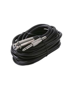 Steren 255-290 20' FT Microphone Cable 1/4" Jack to XLR with Chrome Shielded Connector 20' FT Micro-Phone Cable with 1/4" Audio Plug to 3-Pin XLR Jack, Part # 255290