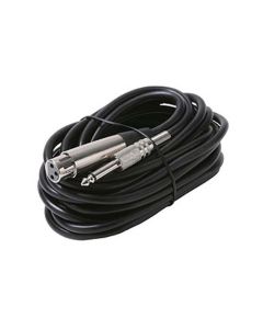 Steren 255-293 60' FT Microphone Cable 1/4" Mono Plug to 3-Pin XLR Jack Audio 6.0mm OD Black Flexible Rubber Jacket Low Loss Heavy Gauge Nickel Plated 22 AWG Spiral Wound Copper Shield Oxygen Free, Part # 255293