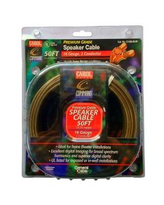 Eagle 50' FT 16 AWG Speaker Cable 2-Conductor Premium Grade Pure Copper In-Wall Digital Audio Signal Hook-Up Extension Cable, Home Theater Broad Spectrum Harmonics, UL Listed