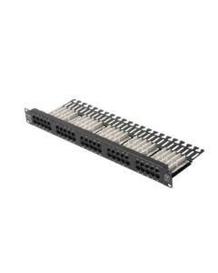 Steren 48 Port Patch Panel CAT5E 50 Port 350 MHz 110 Type RJ45 High Density Configuration UL Listed 22-26 AWG Lead Contact 1 x EIA Rack Mount with 110 Punch Down Tool UTP Data Distribution RJ-45 Modular CAT 5E Lan Hub
