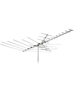 Channel Master 2018 Digital Advantage HDTV Antenna Mid-Range Outdoor Rooftop UHF VHF FM Mid-Range Outdoor Rooftop Antenna Terrestrial HD 24 Element TV Off-Air Signal RED ZONE 50 FT RG6 Coax With Gold F Connectors