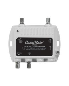 Channel Master CM-3412 2 Port Ultra Mini Distribution Amplifier Indoor Outdoor TV Signal 12 dB Gain Multi-Media Drop Amp RF Booster Amp Multimedia 5-42 / 54-1002 MHz Passive Return