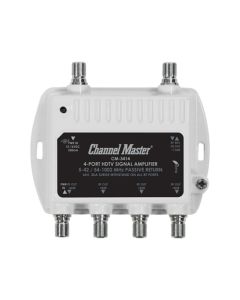 Channel Master CM 3414 4 Port Mini Distribution Drop 8 dB UHF/VHF Multimedia CM3414 Signal Amplifier Booster Amp Multi-Media Digital Video 5-42 / 54-1002 MHz Passive Return