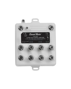Channel Master 3418 8 Way Distribution Amplifier 8 Output 50 - 900 MHz 22 dB Gain 8 Port Amp with Return Path CM3418 Multi-Set Off-Air Antenna HDTV Local Television Aerial Signal Distribution Booster, Part # 3418
