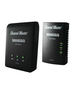 Channel Master CM-6104 Internet to TV Power Line Adapter 4 Port Kit 200 Mbps Transmission Rate MoCA 1.1 Compliant 16 Nodes Uses Existing Home Electrical System to Link Internet Adapter Kit, Part # CM6104