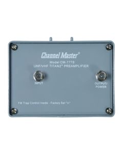 Channel Master CM-7778 Titan 2 Factory Certified Open Box Item TV Antenna Pre-Amplifier Medium Gain 16 dB UHF VHF Booster with Power Supply Off-Air Outdoor Television Aerial