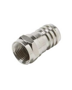Steren 200-030-25 Crimp-On F Connector RG59 Nickel Plated Construction 25 Pack Single RG-59 Coaxial Cable F Connector Coax Cable Hex Crimp End Connector with Attached Crimp Ring, Part # 200030-25