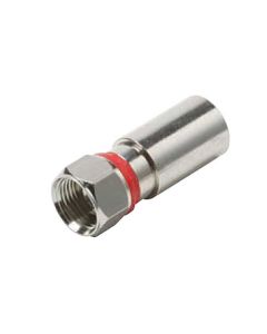 Eagle RG59 Compression F Connector 25 Pack Coaxial Perma Seal Coaxial Cable Weatherproof Design Nickel Plated Red Band Coax RG-59 PermaSeal F Connector
