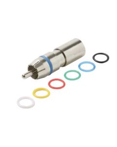 Steren 200-069-10 RCA PermaSeal II Mini RG59 Coaxial Compression Connector 10 Pack 360 Degree Connect Nickel Plated Brass 6-Color Bands Audio Video Perma Seal II RG-59 A/V Connectors, Part # 200-069-10