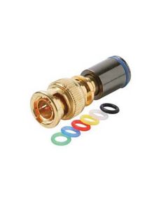 Steren 200-082-10 Mini RG-59 BNC Compression Connector with 6 Color Bands 10 Pack PermaSeal II Gold Plate Coaxial Cable Snap-On Line Plug Adapter, RF Digital Audio Video RG59 Connector