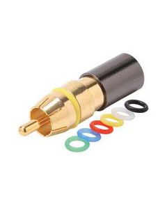Steren 200-085-10 RCA Compression Connector RG6 10 Pack  Gold Male with 6 Color Coded Bands Permaseal II Female to RCA Male Plug Adapter, RF Digital Commercial Audio Video Component, Part # 200085-10