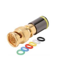 Steren 200-086-10 RG-6 BNC Compression Connector with 6 Color Bands 10 Pack Permaseal II Gold Plate Coaxial Cable Snap-On Line RF Digital Audio Video RG6 Component Plug Adapter, Part # 200086-10