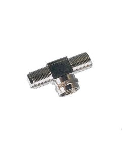 Eagle EM731072 F Male to 2 x F Adapter T Splitter Video Coaxial Barrel Connector Adapter RG6 RG59 Coaxial Cable Coupling Audio Video 75 Ohm T Adapter