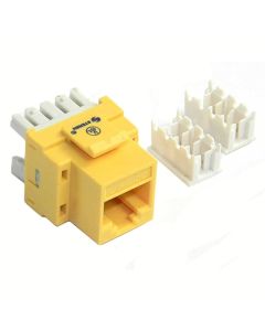 Steren 310-110YL CAT5e Keystone Jack Insert RJ45 Yellow 110 Type Modular Multi-Media Datacom 8P8C Network Connector CAT-5e RJ-45 QuickPort 8 Wire Twisted Pair Snap-In Telecom Port, Part # 310110-YL