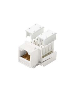 Steren 310-120WH CAT5e RJ45 Keystone Insert Jack 90 Degree White Modular Ethernet RJ-45 Connector Network 8P8C 8 Wire Twisted Pair QuickPort Telephone Wall Plate Snap-In Insert Data Telecom