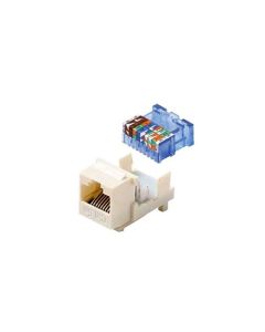 Steren 310-131WH CAT5E Keystone Jack Insert White Tooless RJ45 Connector CAT-5E Network 8P8C RJ-45 QuickPort 8 Wire Twisted Pair Modular Telephone Wall Plate Snap-In Insert Computer Data Telecom, Part # 310131-WH