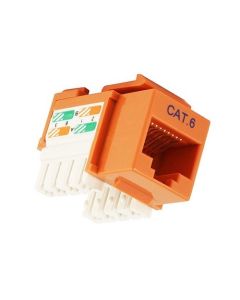 Eagle CAT6 Keystone Jack Insert Orange RJ45 110 Punch Down 8P8C QuickPort Cat6 8 Pin Wire Twisted Pair Wall Plate Snap-In Telecom, Part # AC6KJOR