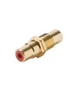 Steren 251-505-10 RCA Coupler Female Each End Jack RED BAND Gold Plate Barrel Insert Audio Video Round Adapter Insert Wall Plate RCA to RCA Plug Jack 1 Component Connector, 10 Pack, Part # 251505-10
