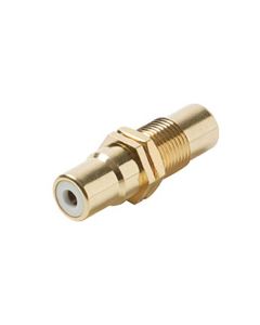 Steren 251-506-10 RCA Coupler Female Each End Jack WHITE BAND Gold Plate Barrel Insert Audio Video Round Adapter Insert Wall Plate RCA to RCA Plug Jack 1 Component Connector, 10 Pack, Part # 251506-10