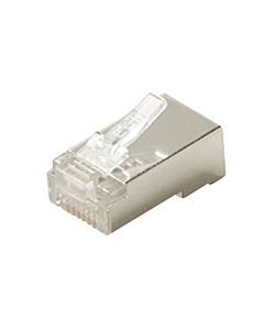 Steren 301-188-25 CAT5E Shielded Plug Connector 25 Pack Modular RJ45 Solid Connector 3-Prong 8 Pin Gold Plated Contacts UL 24-28 AWG Network Ethernet Data Telephone Line Plug