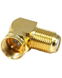 Channel Master 3271 Gold Plated F90 Connector Right Angle Adapter Coaxial Cable Jack Male to Female F-90 Degree Connector Coax Cable Component AV Fitting RF Digital, Part # 3271