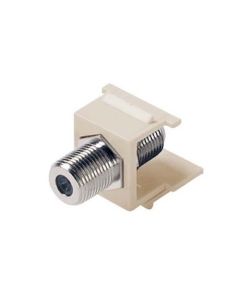 Eagle F Keystone Jack Coupler Insert Light Almond Connector F-81 Female to Female Barrel Light Almond F81 Insert Jack 75 Ohm Snap-In F-81 QuickPort Coax Cable TV Video Up To 1 GHz, Part # AF81SLA