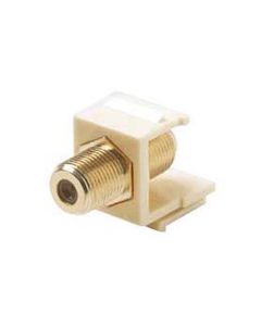 Steren 310-416IV Single F to F Gold Plate Keystone Insert Ivory F-Type Barrel Connector F81 Jack 75 Ohm Snap-In F-81 QuickPort Coax Cable TV Video Signal Plug Wall Plate Module Component, Part # 310416-IV