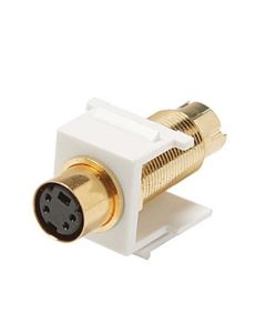 Steren 310-451WH S-Video Keystone VHS Insert Coupler Male to Female White Jack Connector Module Gold QuickPort Snap-In Signal Wall Plate Module Component, Part # 310451-WH
