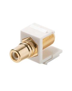 Eagle F to RCA Gold Plated Keystone Insert White Composite Adapter Coupler Single Module Jack Connector Barrel RCA to F81 75 Ohm Snap-In Plug QuickPort Coax Cable TV Video Signal Plug Wall Plate Component