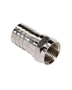 Steren 200-035-25 F-Connector RG-6 Crimp-On Nickel Plated Coaxial RG6 25 Pack F Type Connector Coax Cable Crimp-On Hex Bulk TV Antenna Audio Video Signal Coaxial Plugs