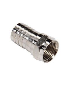 Steren 200-035 F Connector RG-6 Crimp-On Nickel Plated Coaxial RG6 1 Pack F Type Connector Coax Cable Crimp-On Hex Bulk TV Antenna Audio Video Signal Coaxial Plugs