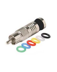 Steren 200-066-10 RCA to RG6 Cable Compression Connector with Color Bands Anti Corrosion 10 Pack Nickel Plated Brass Six Color Bands AV Plug Signal Component Replacement RCA Perma Seal, Part # 200066-10