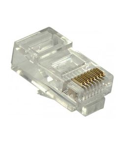 Steren 301-172-100 CAT5E RJ45 Modular Plug 100 Pack 50 Micron Gold Plated Contacts 8P8C Round Stranded Connector 8 Pin Contacts Male Network Computer Ethernet Data Telephone Line RJ-45 Plugs for Cat 5e, Part # 301172-100