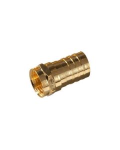 Steren 200-031 F Hex Crimp Connector RG59 Gold Coaxial Video Data Single Pack 1 Pack Crimp-On Gold Plated F-Connector Coax Cable TV Antenna Video Data Plug Connectors