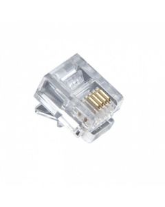 Leviton C0257 RJ-11 Modular Plug Connector 6 Pack 6P4C Flat Telephone Cable Cord 4 Wire Jack Snap-In Clear Line Crimp-On Plugs