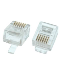 Steren 300-066-25 RJ12 Plug Connector 25 Pack Modular Stranded 6P6C Flat Cable 6 Pin RJ-12 Conductor Audio Data Signal Snap-In Phone with Gold Contacts, Contractor Grade, Part # 300066-25