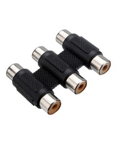 Eagle RCA-83 3 RCA Coupler Jack Splice Triple Female Each End Opaque with Black Body Component A/V In-Line Coupler RCA Adapter Barrel Jack Splice 1 Pack Audio Signal Cable Joint Extender Patch Connector, Part # RCA-83