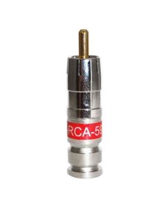 Channel Master PCT-RCA59 RCA Compression Connector Unniversal RG59 Thru Quad Shield Coaxial Cable Red Band Plug Commercial Grade Nickel Plated A/V RCA RG-59 RCA Connectors, 1 Connector, Part # PCTRCA59