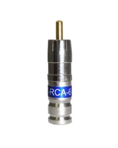 Channel Master PCT-RCA6 RG6 Compression Connector Coaxial Blue Band Universal Standard RG-6 Thru Quad Shield Coax Cable Plug Commercial Grade Nickel Plated A/V RCA RG-6 RCA Connector