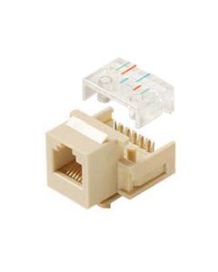Channel Master CAT3 RJ12 Phone Jack Insert Keystone Ivory 6-Wire Conductor 6P6C RJ11 Modular Telephone Insert Gold RJ-11 / RJ-12 QuickPort Wall Plate Plug Snap-In Connector, Part # AC3KJIV