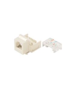 Steren 310-106LA Light Almond Telephone Keystone Jack Insert 6-Conductor 6P6C RJ12 CAT3 Modular RJ-12 Plug QuickPort Snap-In Telephone Line with Gold Contacts for Data Signal Transfer, Part # 310106-LA