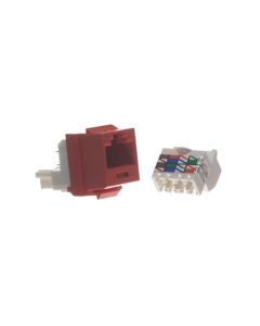 Steren 310-106RD CAT3 Keystone Modular Jack Red 22 - 26 AWG 110 Punch Down 6P6C RJ11 6 Wire Conductor Insert RJ12 Telephone Insert RJ-11 CAT-3 RJ-12 Plug QuickPort Snap-In Line with Gold Contacts, Part # 310106-RD