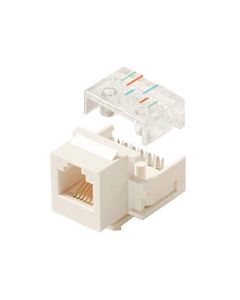 Channel Master AC3KJW CAT3 Snap-In Keystone Jack Connector White RJ12 6P6C Phone Insert Modular Connector RJ-12 Plug 6 Conductor QuickPort Telephone Line with Gold Contacts, Part # AC3KJW